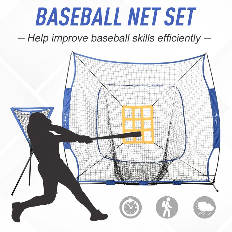 Soozier 7.5''X7'' Baseball Practice Net Set W/ Catcher Net, Tee 
